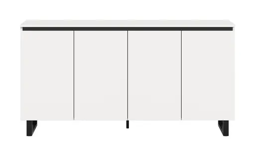 Sideboard - B ca. 160 cm, Weiß, Schwarz