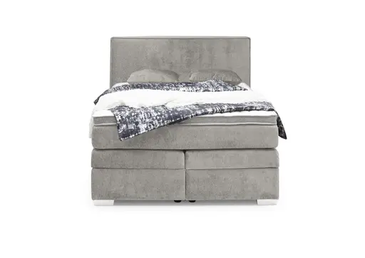 Boxspringbett JEANETTE- Liegefläche ca. 140x200 cm, Stoff, Graubeige