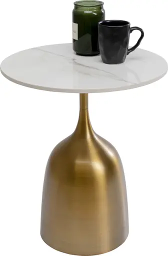 Beistelltisch- D ca. 45 cm, Edelstahl, lackiert, Gold, Keramik, lackiert, Weiß