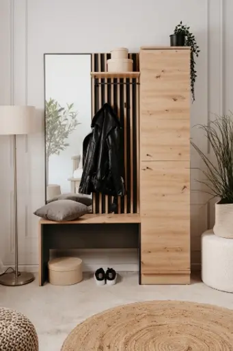 Kompaktgarderobe - Artisan Eiche Nachbildung, Anthrazit