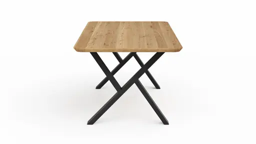 Esstisch Belfast - LB ca. 200x100 cm, Eiche massiv, X-Gestell asymmetrisch