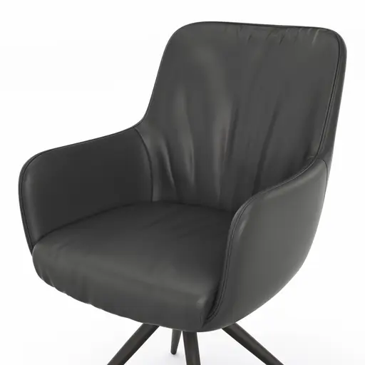 Armlehnstuhl Mis Legere - Leder, Schwarz, Stativ, Anthrazit