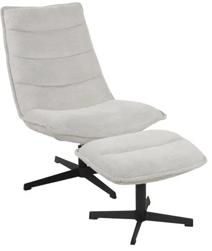 Relaxsessel mit Hocker - drehbar, Webstoff, Hellgrau