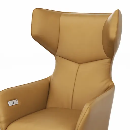 Sessel Noto Relax II - Rückenlehne und Fußteil verstellbar (motorisch), Leder, Kurkuma