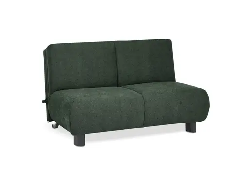 Faltsofa EBBY - 2-Sitzer ohne Armlehne, 140 cm inkl. Schlaffunktion, Stoff, Dunkelgrün