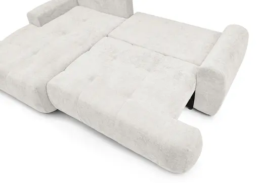 Ecksofa - Longchair links mit 2-Sitzer, Stoff,Offweiss