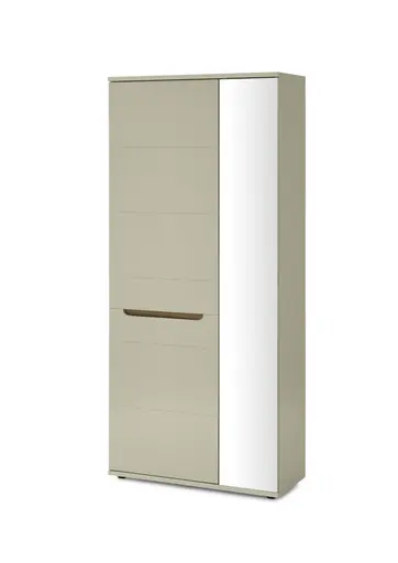 Garderobenschrank - B ca. 90 cm, Kaschmir, Nussbaum Nachbildung, Spiegel