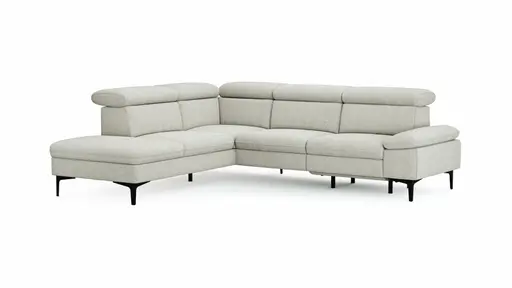 Ecksofa Felipa - Ecke links mit 2,5-Sitzer inkl. Armlehne verstellbar und Rückenlehne/Sitztiefe verstellbar (motorisch), Stoff, Natur