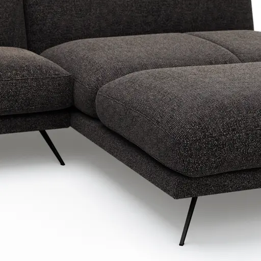 Ecksofa Valdemoro - 2,5-Sitzer mit Longchair rechts inkl. Rückenlehne verstellbar, Stoff, Anthrazit