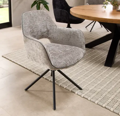 Armlehnstuhl - drehbar, Stoff, Silberfarben