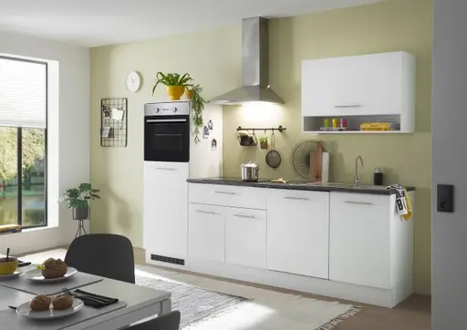 Küchenblock- ohne E-Geräte, B ca. 260 cm, Weiß Matt