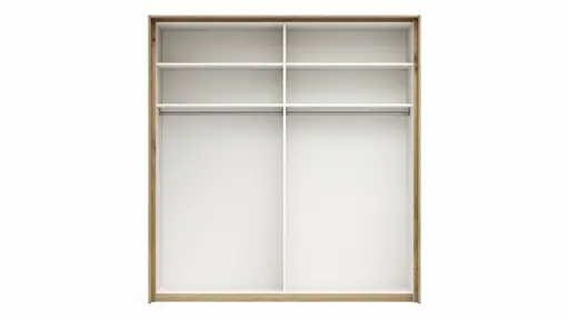 Schwebetürenschrank Viana - B ca. 188 cm, Furnier, Balkeneiche, Weiß