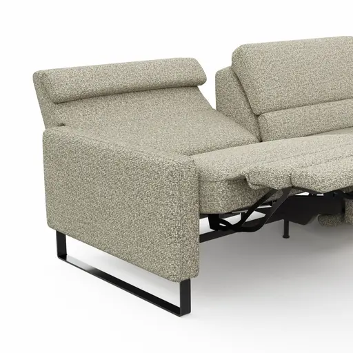 Ecksofa Valera - 3-Sitzer mit Longchair rechts inkl. Rückenlehne verstellbar und Relaxfunktion motorisch, Stoff, Limone