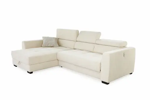 Ecksofa - 2-Sitzer, Ecke rechts, Stoff, Creme