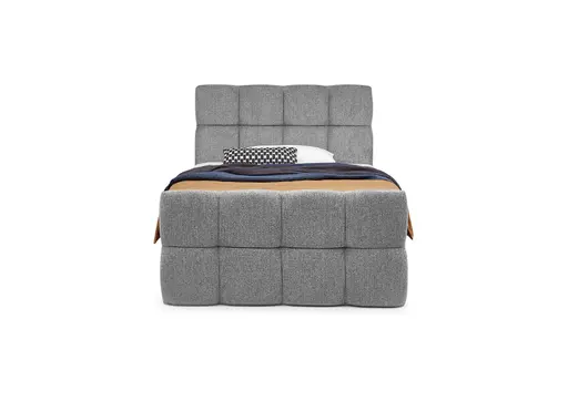 Boxspringbett SANDRIN R- Liegefläche ca. 140x200 cm, Stoff, Hellgrau, inkl. Stauraum und Fußteil