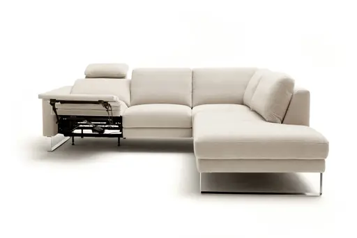 Ecksofa Anna - 2,5-Sitzer mit Ecke rechts inkl. Relaxfunktion (motorisch), Stoff, Beige