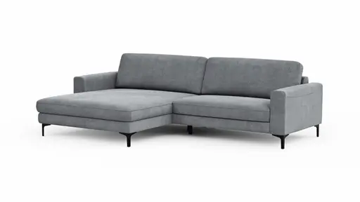 Ecksofa Oviedo - Longchair links mit 1,5-Sitzer inkl. Relaxfunktion (motorisch), Stoff, Grau
