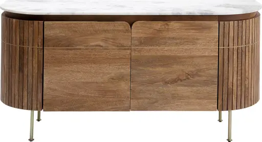 Sideboard- Massivholz, Mango, Gebeizt, Marmorplatte