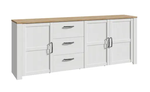 Sideboard FELLIAN- B ca. 220 cm, Weiß, Eiche Dekor