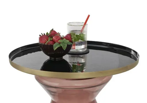 Beistelltisch - Ø/H ca. 50x53 cm, Schwarz, Rot