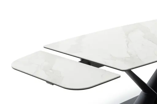 Esstisch Savona - LB ca. 200x100 cm, ausziehbar, Keramik, Weiß, Bootsform