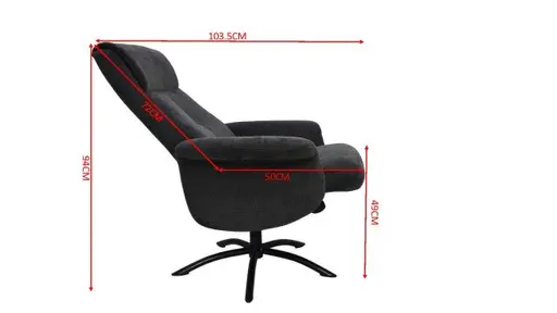 TV-Sessel MORTON mit Hocker - drehbar, Stoff, Grau