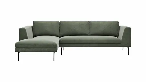 Ecksofa Helmi - Longchair links, 2,5-Sitzer, Stoff, Eukalyptus
