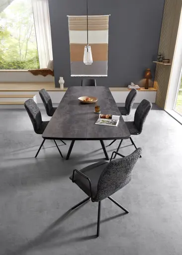 Esstisch Sedana - ausziehbar, LB ca. 200x100cm, Keramik, Schiefergrau