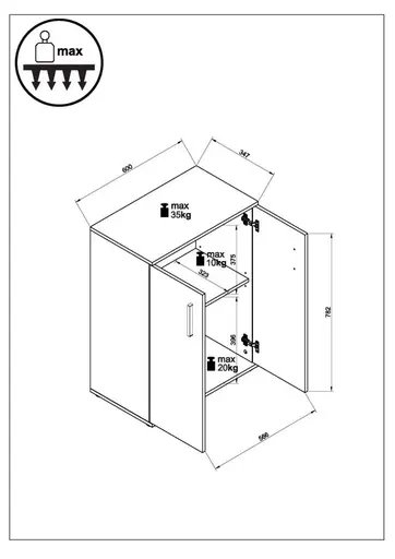 Kommode - B ca. 60 cm, Holz Nachbildung, Weiß