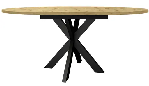 Esstisch - ausziehbar, Ø/H ca. 130x75 cm, Asteiche, Schwarz