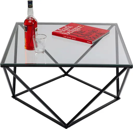 Couchtisch - BHT ca. 80x45x80 cm, Stahl, Schwarz, Glas, Klar