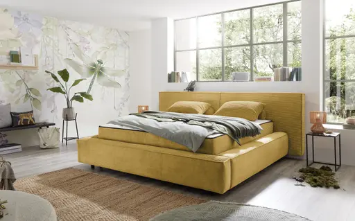 Polstergestell- Liegefläche ca. 180x200 cm, Stoff, Curry