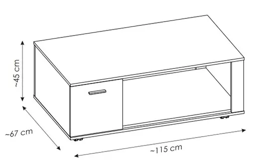 Couchtisch - LB ca. 115x67 cm, Alpinweiß, Viking Eiche Nachbildung