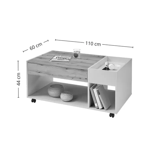 Couchtisch - LB ca. 110x60 cm, Kaschmir, Artisan Eiche Nachbildung