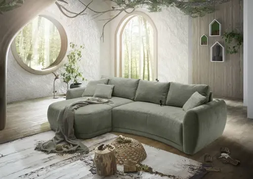 Ecksofa JOSUA - 3-Sitzer, Ecke rechts, Stoff, Olive