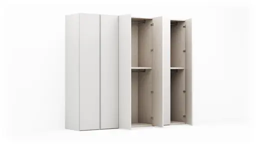 Drehtürenschrank Loretto - B ca. 280 cm, Melamin matt, Weiß