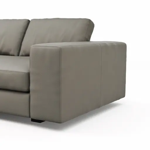 Ecksofa Aprino 1 - Longchair links mit 2,5-Sitzer, Leder, Grau