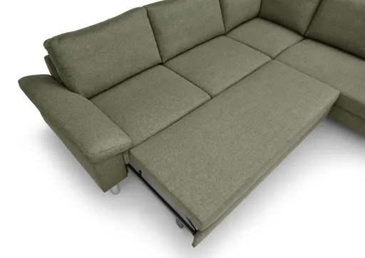 Ecksofa COOL - 2,5-Sitzer mit Ecke rechts, Querschläfer, Stoff, Hellgrün