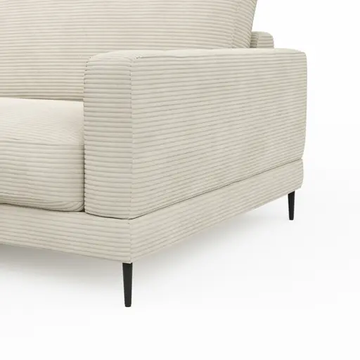 Ecksofa Janne - Longchair links, 1,5-Sitzer, Cord, Offwhite