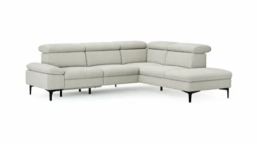 Ecksofa Felipa - 2,5-Sitzer mit Ecke rechts inkl. Armlehne verstellbar und Rückenlehne/Sitztiefe verstellbar (motorisch), Stoff, Natur