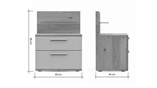 Nachttisch Viana - Furnier Balkeneiche, Lack Taupe