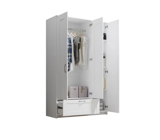 Drehtürenschrank- B ca. 117 cm, Weiß, Spiegel