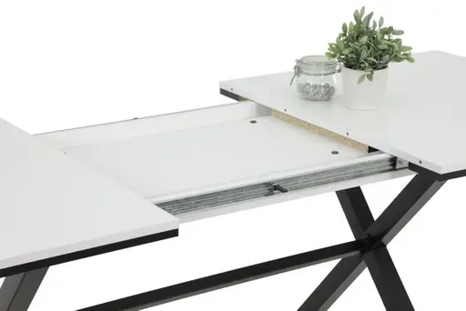 Esstisch - ausziehbar, LB ca. 160x90 cm, Weiß, Schwarz