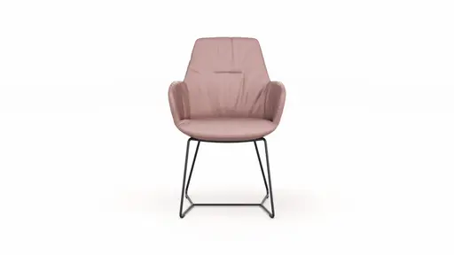 Armlehnstuhl Pegara - Leder, Mauve, Kufe