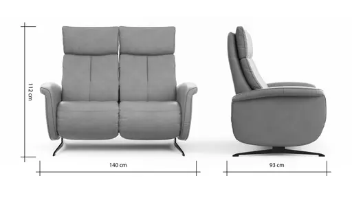 Sofa Sitz.Konzept Sofa - 2-Sitzer inkl. Kopfteilverstellung, Leder, Cognac