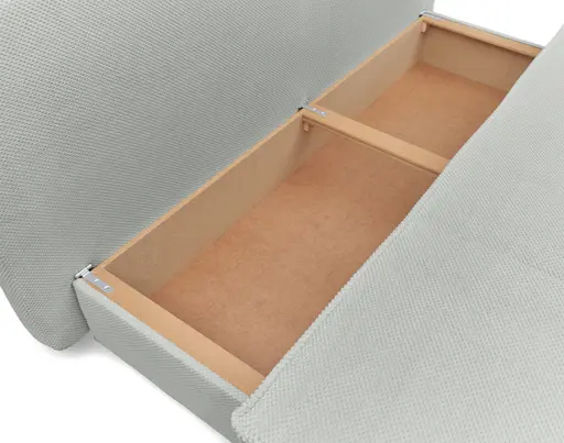 Funktionssofa - JUNNIS - Schlaffunktion mit Bettkasten, Stoff, Hellbeige