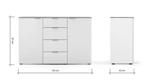 Kommode Colorado Beimöbel - BHT ca. 135x87x43 cm, Weiß