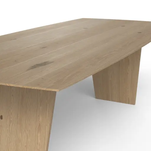 Esstisch 3100 - LB ca. 220x100 cm, Asteiche Bianco massiv, Holzwange