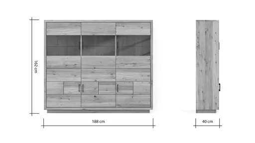 Highboard Hartford - BHT ca. 188x162x40 cm, Eiche massiv