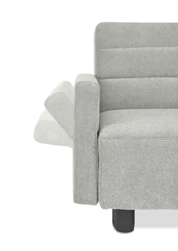Faltsofa Easy - 2-Sitzer, ca. 140 cm inkl. Schlaffunktion/Topper/Armteil verstellbar, Stoff, Grau